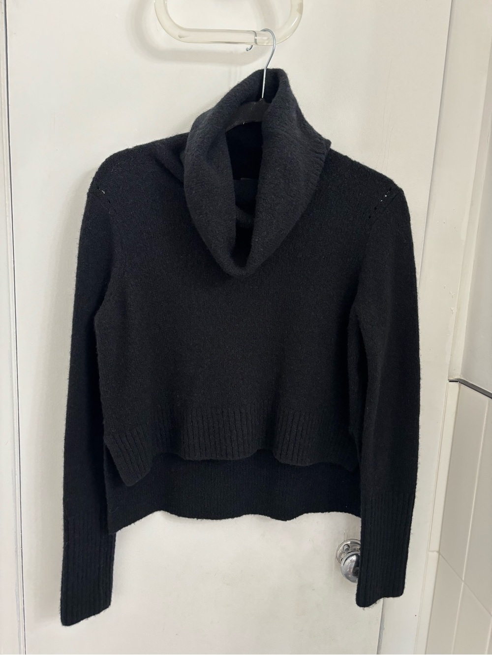 All Saints Black Cowl Neck Cropped Sweater
